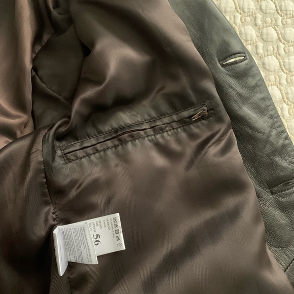 SARAR Dark Brown Genuine Leather Matrix vibe Trench Coat - Picture 4 of 11